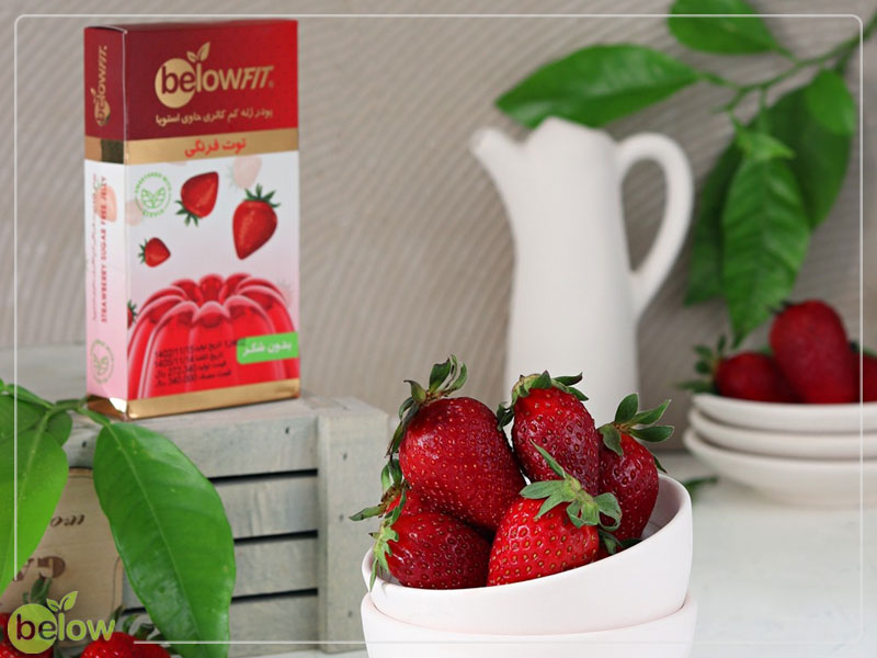 پودر ژله بدون شکر توت فرنگی