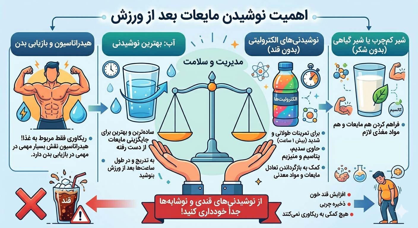 اهمیت نوشیدن مایعات بعد از ورزش