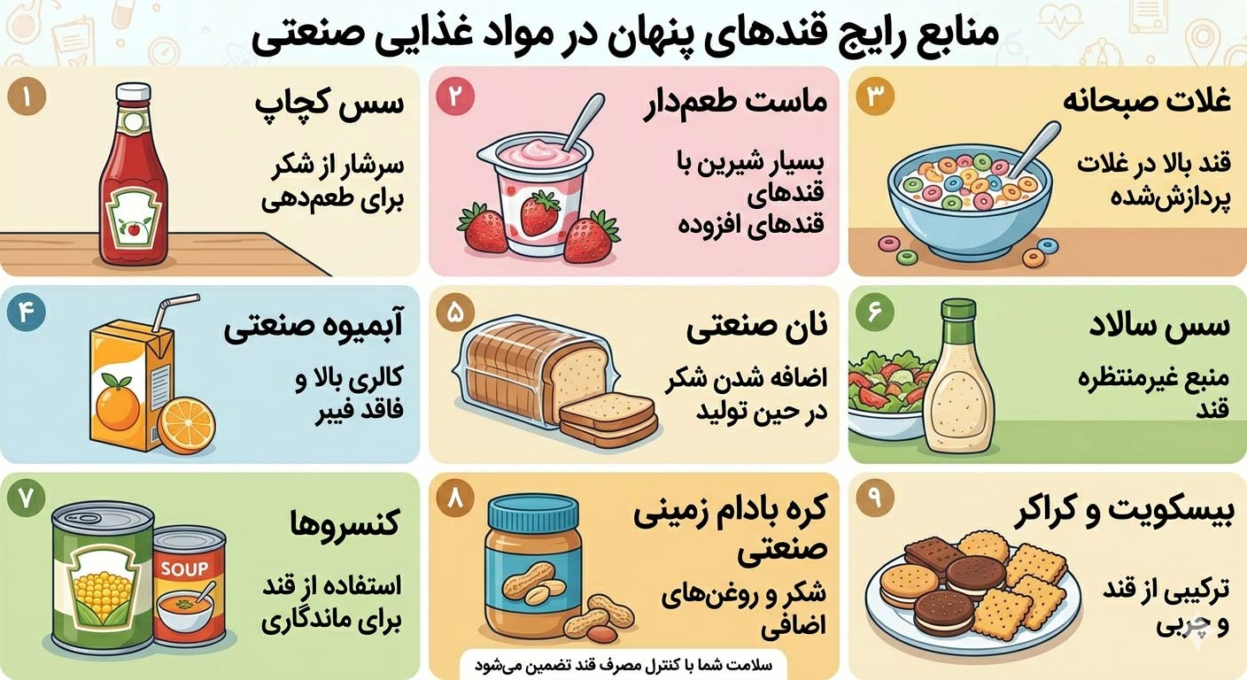 قندهای پنهان در مواد غذایی​