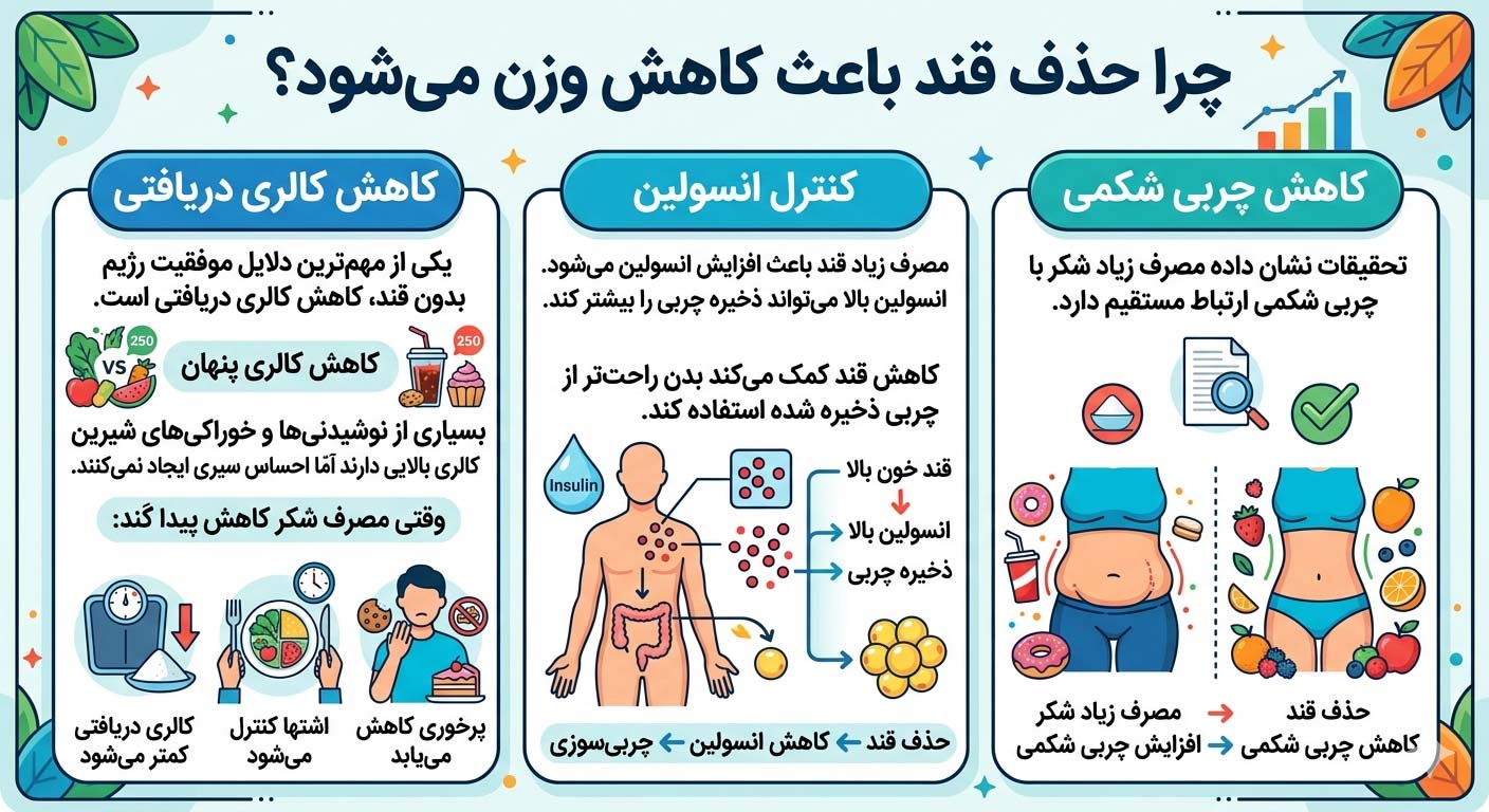 چرا حذف قند باعث کاهش وزن می‌شود؟