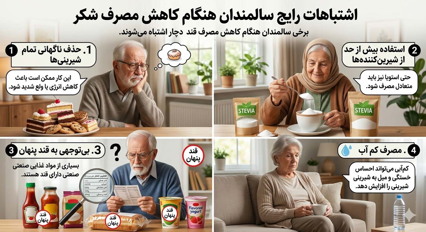 اشتباهات رایج سالمندان هنگام کاهش مصرف شکر