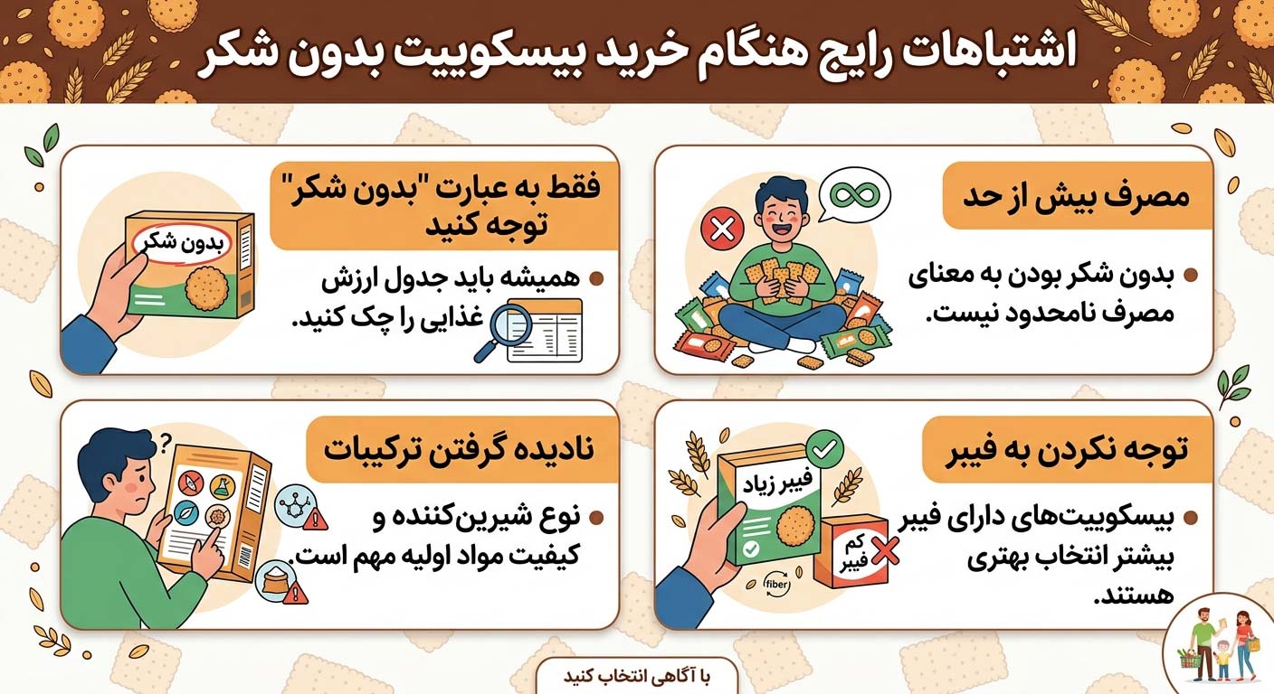 اشتباهات رایج هنگام خرید بیسکوییت بدون شکر
