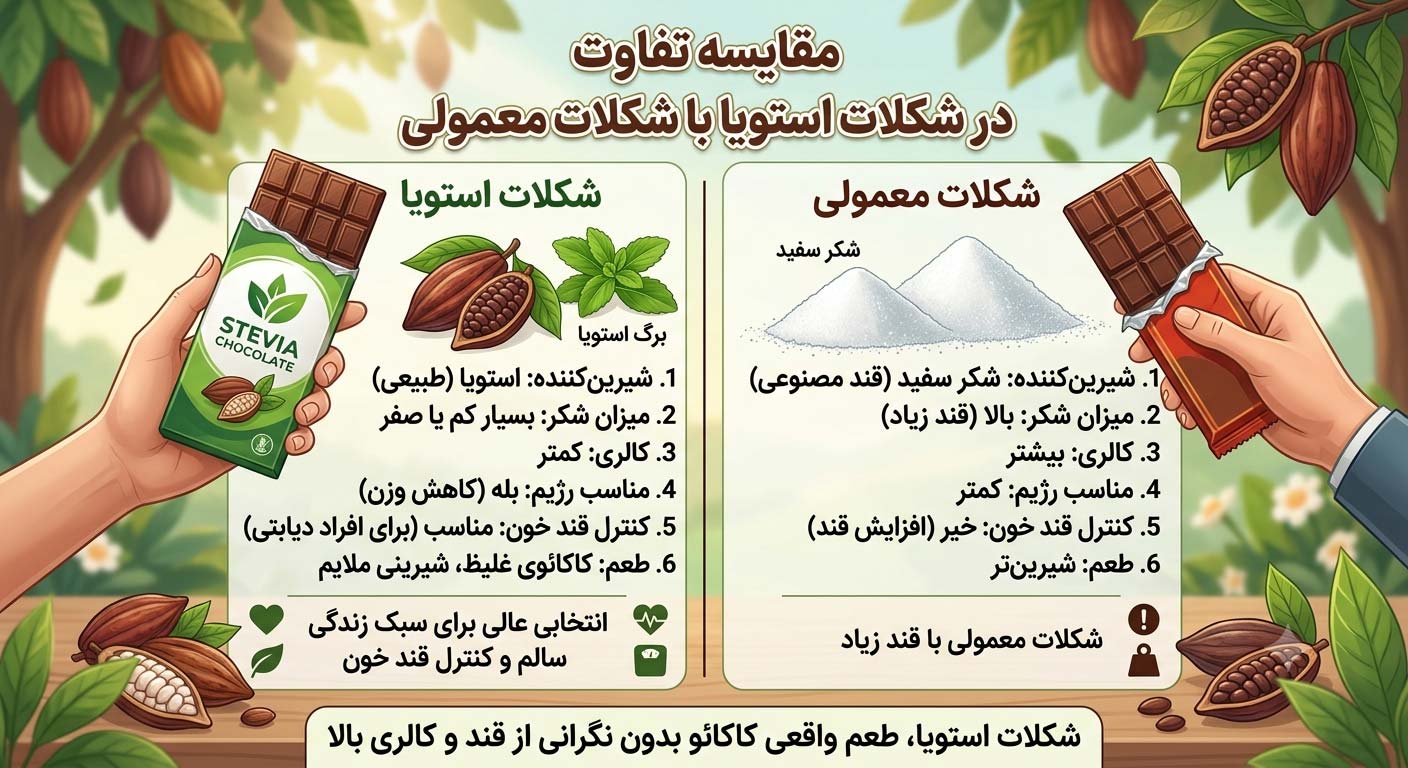 تفاوت شکلات استویا با شکلات معمولی