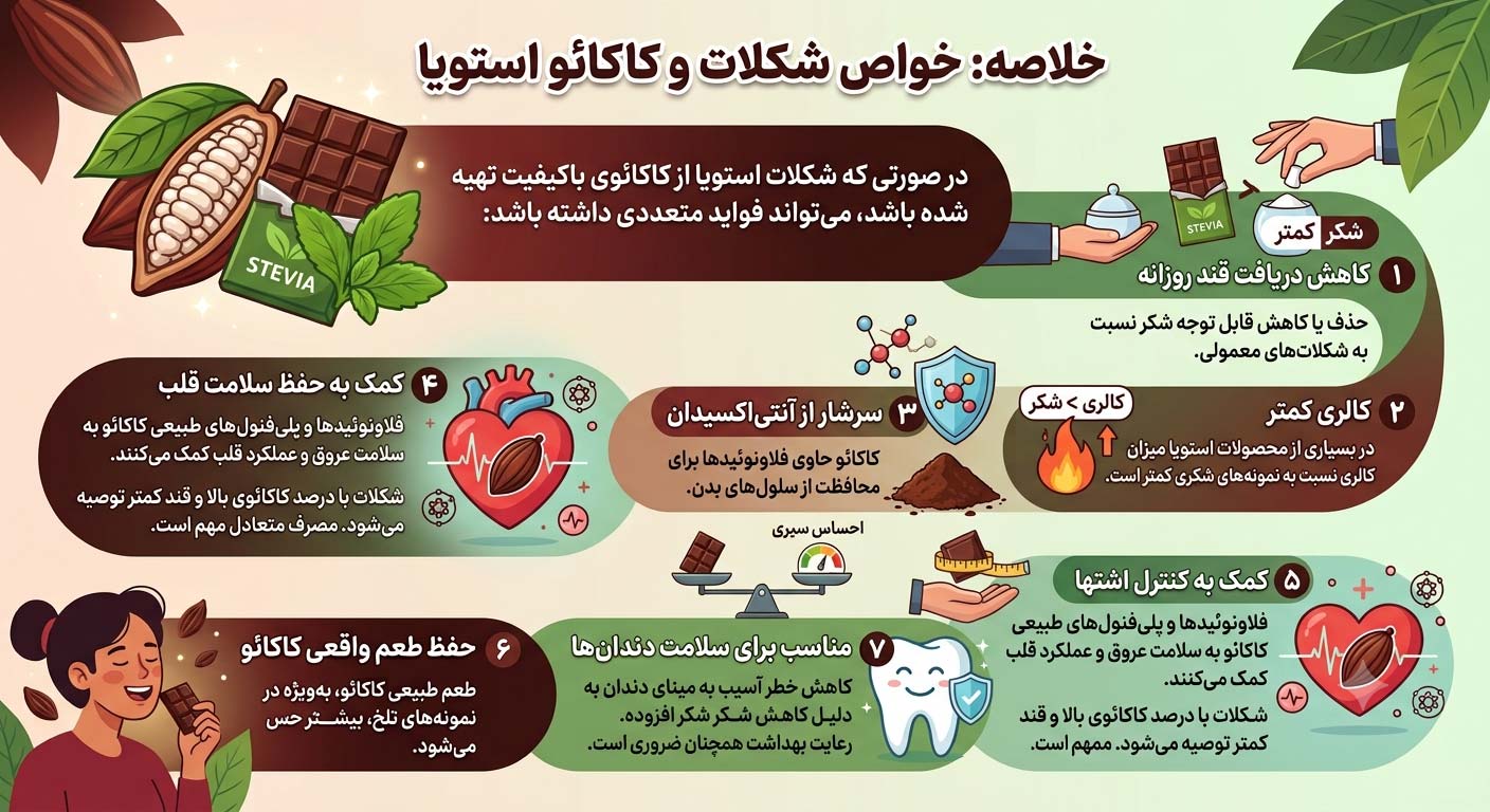 خواص شکلات و کاکائو استویا
