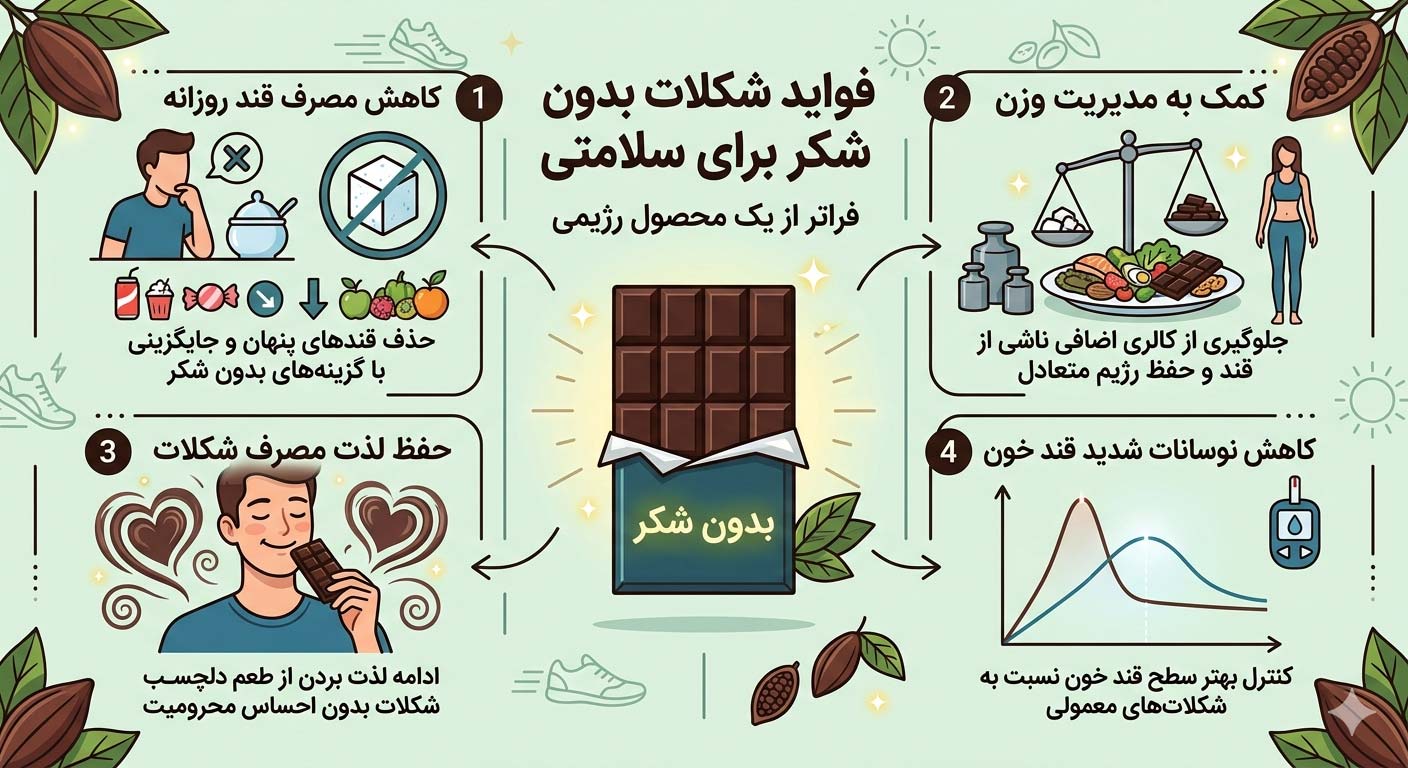 فواید شکلات بدون شکر برای سلامتی
