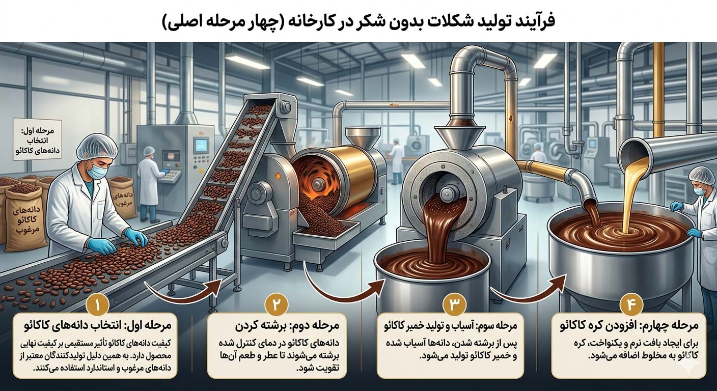شکلات بدون شکر چگونه تولید می‌شود؟