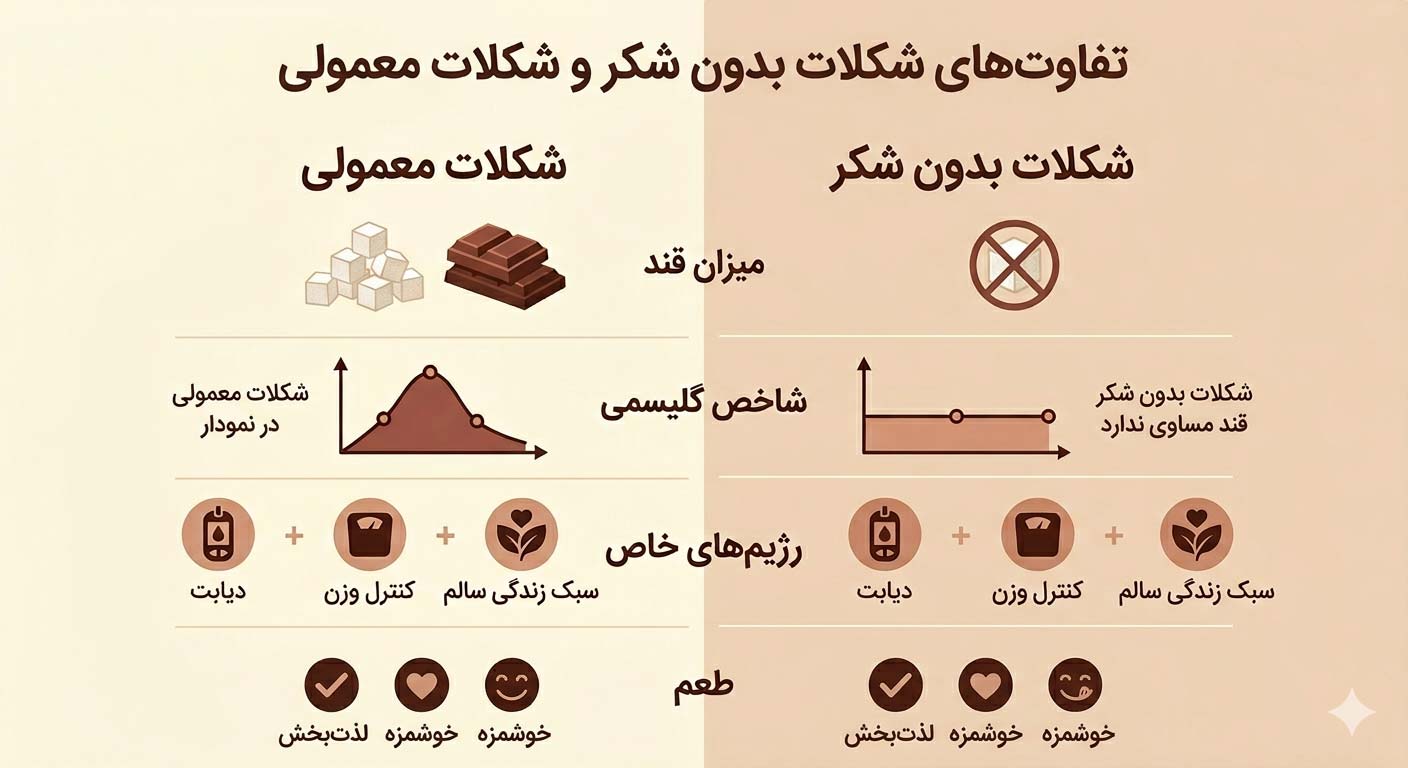 تفاوت شکلات بدون شکر با شکلات معمولی
