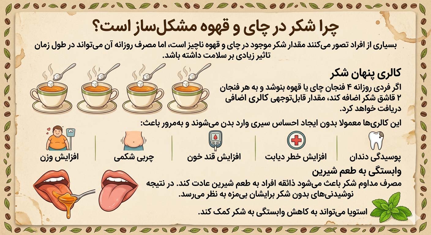 چرا شکر در چای و قهوه مشکل‌ساز است؟​