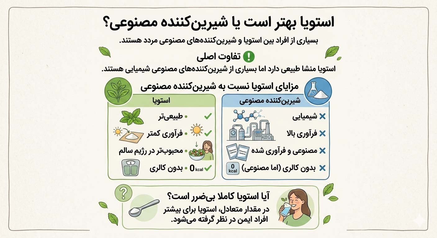 استویا بهتر است یا شیرین‌کننده مصنوعی؟
