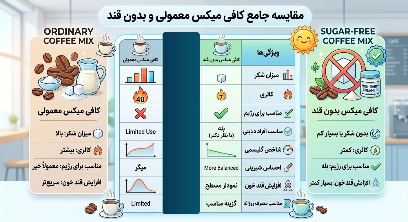 کافی میکس بدون قند با کافی میکس معمولی