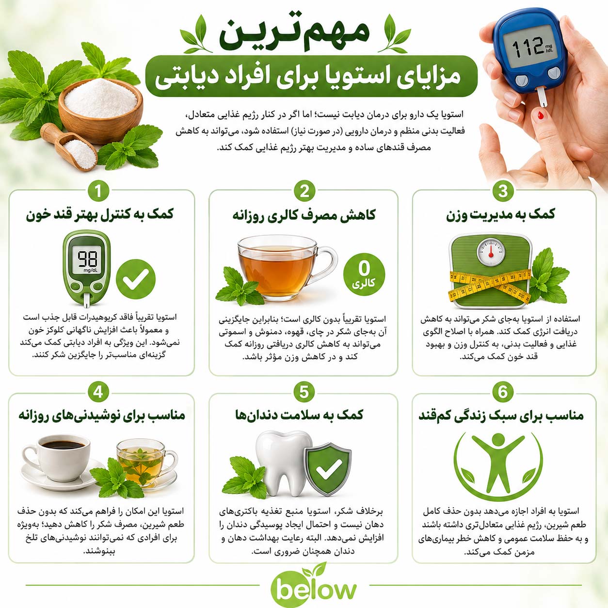 مهم‌ترین مزایای استویا برای افراد دیابتی