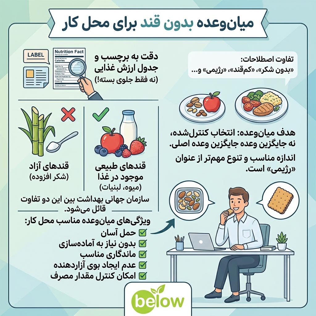 میان‌وعده بدون قند برای محل کار دقیقاً یعنی چه؟